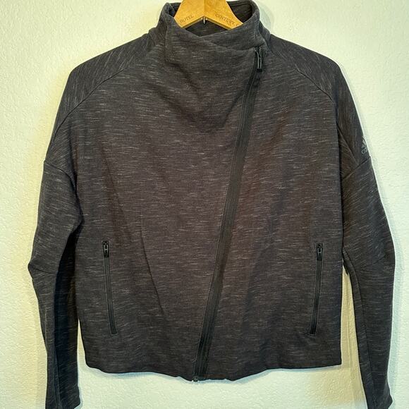 Adidas Heartbreaker Asymmetrical Track Jacket Charcoal‎ Grey Gray Large - Picture 2 of 11